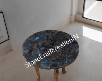 Labradorite table, Agate Coffee Table, Stone bedside table Labradorite Side table, Round Dining Table, Labradorite Gemstone, Furniture Decor