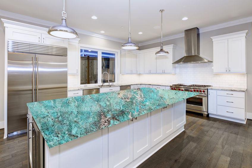 Amazonite Stone Kitchen Island Countertop Slab | Natural Gemstone ...
