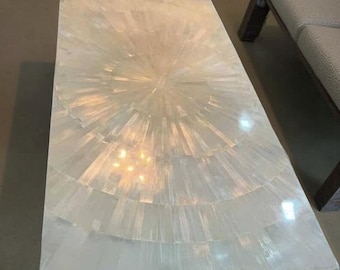 Handmade Selenite Crystal Dining Table Top: Luxury Home Decor