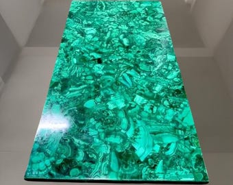 Malachite Gemstone Table Top: Modern Office Desk Decor