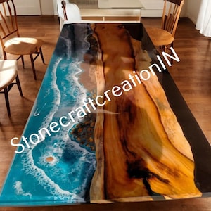Ocean Wave Table, Epoxy Table, Epoxy Wood Resin Table, Live Edge Table, Epoxy Center Sofa Table, Dining Table, Countertop, Handmade Interior