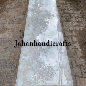 Natural White Agate Quartz Slab Top: Handmade Furniture Decor