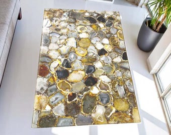 Wild Agate Geode Table Top: Luxury Dining, Kitchen, Living Room Decor