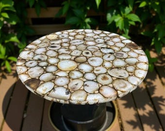 Handmade Agate Stone Coffee Table: Luxury Crystal Gemstone Side Table