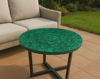 Handmade Malachite Coffee Table Top: Luxury Gemstone Furniture
