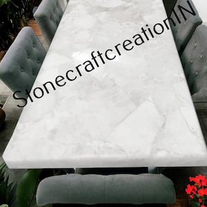 Crystal Quartz Coffee Table,  Quartz Dining Table, White Quartz Countertop, Agate Console Table, Elegant Quartz Kitchen & Living Room Decor