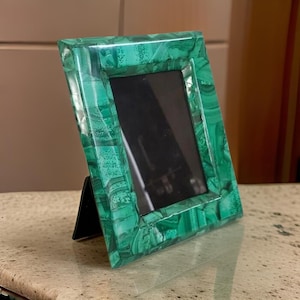 Malachite Gemstone Photo Frame | Handmade Green Crystal Picture Frame | Luxury Malachite Home Décor | Gemstone Tabletop Frame Gift