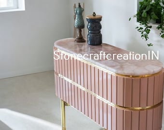 Rose Quartz Table, Quartz Console Table, Rose Quartz Table top, Quartz Center & Sofa table, Pink Quartz Counter Tops, Home Decor Furniture