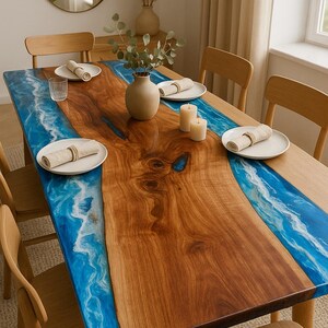 Epoxy Resin Table, Ocean Wave Table, Resin Table, Ocean Epoxy Coffee Table Customize Farmhouse Furniture