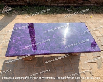 Amethyst Purple Quartz Stone Dining Table For Living Room Center Furniture Top, Modern Agate Stone Furniture For Home Decor