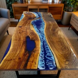 Epoxy Ocean River Table: Handmade Wood & Resin Coffee Table