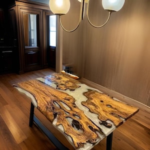 Epoxy resin dining table , live edge epoxy wooden table , epoxy office counter desk modern furniture table