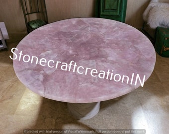 Pink Rose Quartz Coffee Table Top / Round Pink Rose Quartz Dining Table Top / Pink Agate Stone Sofa Center Table / Living Room Furniture