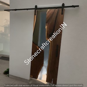 Smokey Clear Resin Epoxy Barn Door, Wooden Live Edge Barn Door, Epoxy River Resin Door, Custom Size ,Barn Doors, Epoxy Hanging Door Decor