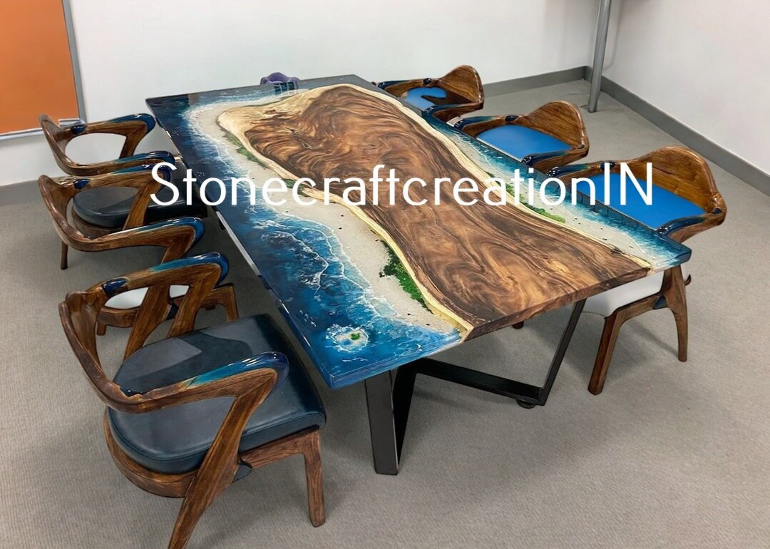 Ocean Resin Epoxy Table, Handmade Ocean Dining & Coffee Table, Live ...