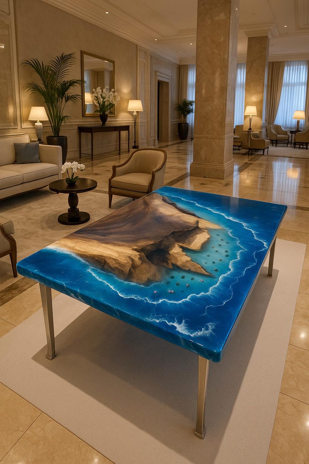 Ocean Epoxy Table, Live Edge Epoxy Dining Tables, Conference Room ...