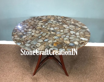 Natural Agate Geode Coffee Table Top: Handmade Furniture Decor