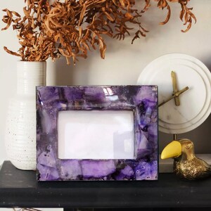 Amethyst Stone Picture Frame, Purple Quartz Agate Picture Frame, Valentine Day Gifts For Her Picture Frame