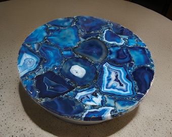 Blue Agate Stone Coffee Table Top: Geode Hallway Furniture