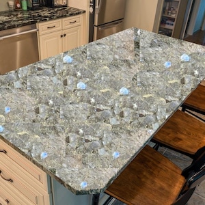 Labradorite Kitchen Island countertops, Gemstone Modern Kitchen Vanity Countertops, Luxury Decor
