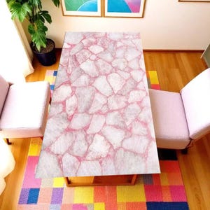 Rose Quartz Stone/ Quartz Dining Table/ Agate Countertop Table/ Kitchen Slab Handmade/ Agate Console Table/ Indoor & Outdoor Decor