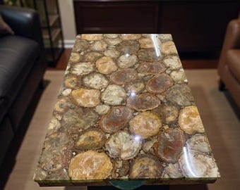 Polished Agate Table Top: Petrified Wood Kitchen Island, Bar Counter