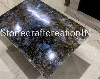 Labradorite Table, Labradorite Dining Table Top, Labradorite Center Table, Kitchen Countertops Slab, Home Decor , Handmade Furniture,