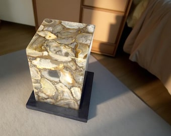 Handmade Agate Stone Table Lamp: Geode Night Light Home Decor