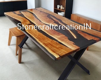 Black Epoxy Resin Table, Epoxy Wooden Resin Table, Live Edge Table, Epoxy River Dining & Sofa Center Table top, Home decor furniture