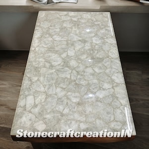 White Quartz Agate Tabletop: Dining, Living Room, or Kitchen Counter