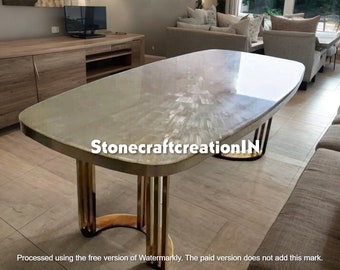 Luxury Selenite Crystal Table Top: Handmade Dining or Coffee Table