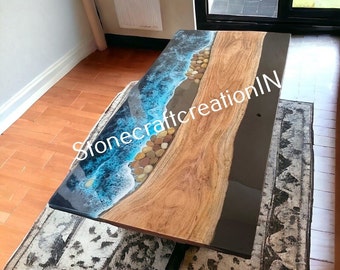 Ocean Waves Epoxy Counter Top, Epoxy Kitchen Counter, Epoxy Ocean Slabs, Can be use as Dining Table, Living Room decor handmade furniture