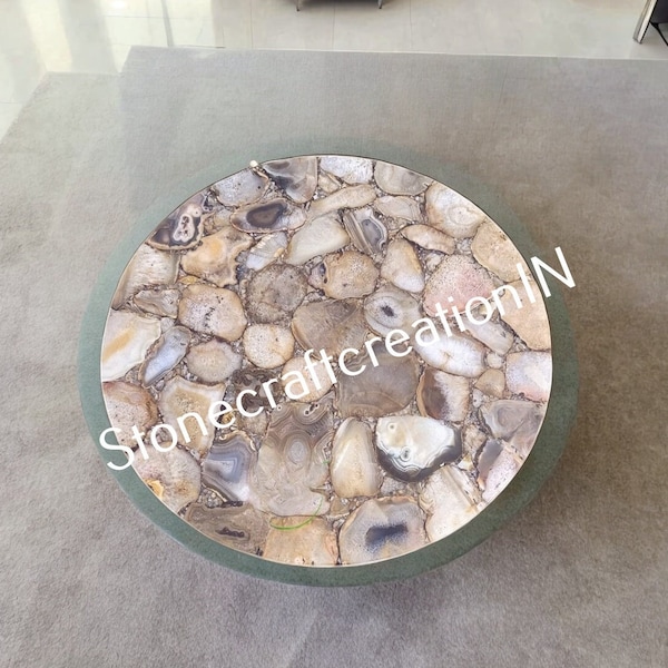 Agate Table, Agate Coffee Table Agate Round Dining Table, Agate Side Table, Agate Center & End Table, Handmade Decor Furniture