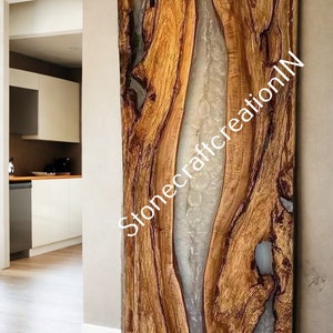 Barn Door White Epoxy ,Epoxy Resin Sliding Door, Handmade Epoxy Resin River Door, Live Edge Resin Door, Custom Made Epoxy Hanging Door