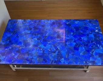 Handmade Lapis Lazuli Coffee Table Top | Natural Stone Accent Furniture