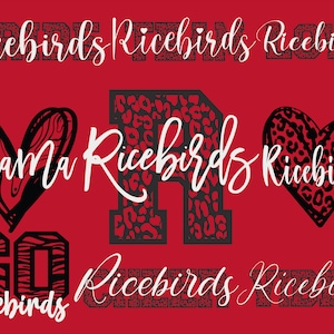 Ricebirds Mascot 9 Designs Bundle, Ricebirds Svg, Ricebirds Leopard Svg, Sports Team Svg, Digital Cut File, Instant Download
