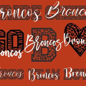 Broncos Mascot 8 Design Bundle, Broncos Svg, Broncos Leopard Svg, Sports Team Svg, Digital Cut File, Instant Download