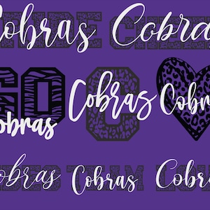 Cobra's mascotte 8 ontwerpbundel, Cobra's Svg, Cobra's Leopard Svg, sportteam Svg, digitaal gesneden bestand, Instant Download