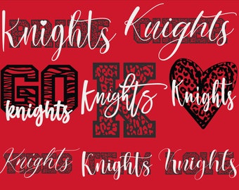 Knights Mascot 8 Design Bundle, Knights Svg, Knights Leopard Svg, Sports Team Svg, Digital Cut File, Instant Download