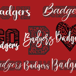 Badgers Mascot 8 Design Bundle, Badgers Svg, Badgers Leopard Svg, Sports Team Svg, Digital Cut File, Instant Download