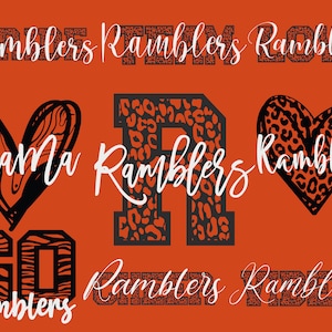 Ramblers Mascot 9 Designs Bundle, Ramblers Svg, Ramblers Leopard Svg, Sports Team Svg, Digital Cut File, Instant Download