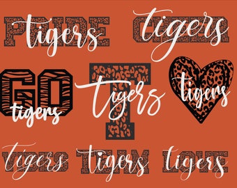 Tigers Mascot 8 Design Bundle, Tigers Svg, Tigers Leopard Svg, Sports Team Svg, Digital Cut File, Instant Download