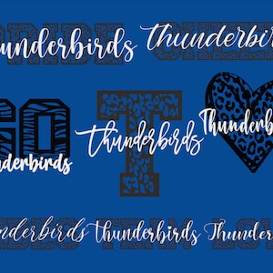 Thunderbirds Mascot 8 Design Bundle, Thunderbirds Svg, Thunderbirds Leopard Svg, Sports Team Svg, Digital Cut File, Instant Download