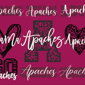 Apaches Mascot 9 Design Bundle, Apaches Svg, Apaches Leopard Svg, Sports Team Svg, Digital Cut File, Instant Download