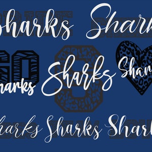 Sharks Mascot 8 Design Bundle, Sharks Svg, Sharks Leopard Svg, Sports Team Svg, Digital Cut File, Instant Download