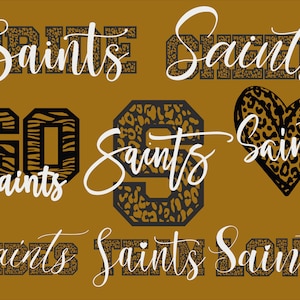 Saints Mascot 8 Design Bundle, Saints Svg, Saints Leopard Svg, Sports Team Svg, arquivo de corte digital, download instantâneo