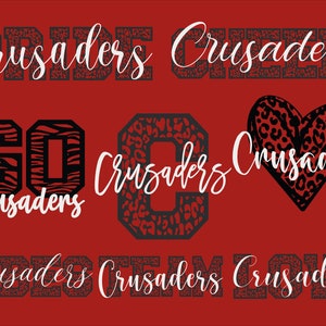 Crusaders Mascot 8 Design Bundle, Crusaders Svg, Crusaders Leopard Svg, Sports Team Svg, Digital Cut File, Instant Download