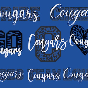 Cougars Mascot 8 Design Bundle, Cougars Svg, Cougars Leopard Svg, Sports Team Svg, Digital Cut File, Instant Download