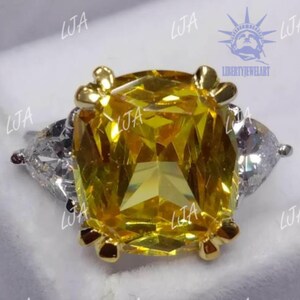 2.50 Ct Yellow Cushion Cut Diamond Engagement Ring in 925 Sterling Silver, Solitaire Promise Ring, Handmade Elegant Jewelry, Gift For Her