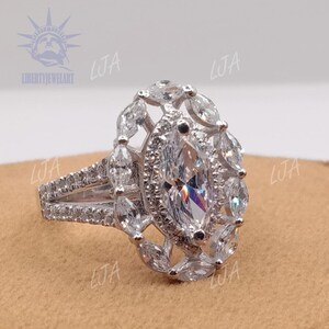 2.50Ct Vintage Marquise Diamond Engagement Wedding Ring In 925 Sterling Silver, Art Deco Engagement Ring, Unique Statement Ring for Women
